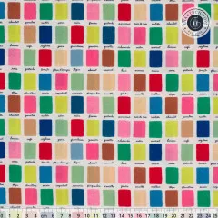 Cloud 9 Baumwollstoff Nice Nice mit multicolorem Muster und Farbmusterkarte