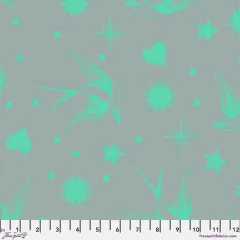 Original-Musterfoto von FreeSpirit Fabrics mit Zoll-Maßstab, zeigt „Neon Fairy Flakes“ in Spirit in Studioqualität.
