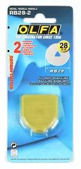 OLFA Ersatzklingen RB28-2, 28 mm Durchmesser, 2 Stück in blauer Blisterverpackung