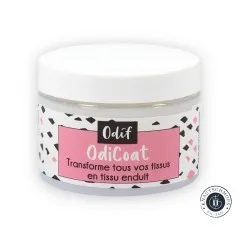 Foto der Odif OdiCoat Dose mit Terrazzo-Muster-Etikett und Markenlogo