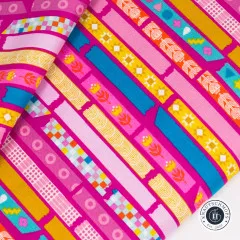 Vollständige Rapportdarstellung des Washi-Tape-Musters auf Magenta ohne Maßstab und Logo.