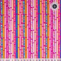 Vollständige Rapportdarstellung des Washi-Tape-Musters auf Magenta mit Knautschmops-Logo, ohne Maßstab.