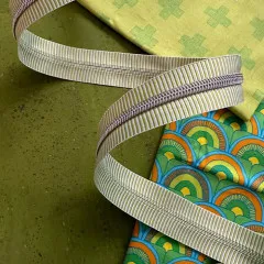 Sassafras Lane Designs - Reißverschluss #5 - Lime Stripe - Nickel