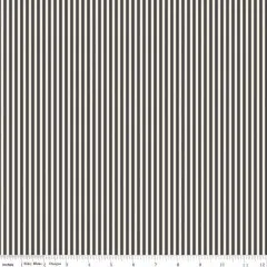 Designansicht des Riley Blake 1/8" Stripe in Charcoal auf Creme mit Inch-Lineal