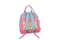 Rückansicht des Courtside-Rucksacks in Giraffen-Print mit gepolsterten Trägern.