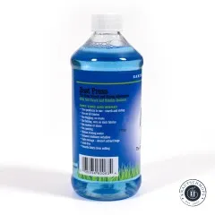 Rückseitenetikett mit Produkteigenschaften-Liste und Barcode der Best Press "Linen Fresh".