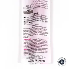 Rückseite der Verpackung mit englischer Bedienungsanleitung zum Befüllen und Verwenden des Aqua Erasers