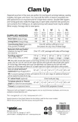 Rückseite des Schnittmusters mit Größentabelle, Materialbedarf und Herstellerinfo