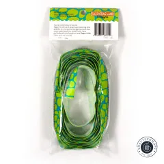 Rückseite der Verpackung mit Beschreibung 'zipper tape featuring lime pebbles on a turquoise background', Barcode und Sassafras-Lane-Logo.
