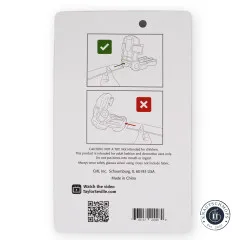 Verpackungsrückseite mit Anwendungshinweisen zur richtigen Einführrichtung des Stoffstreifens.