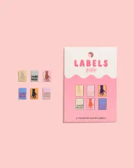 Alle sechs Metallic Mini Hands Labels neben der Verpackung