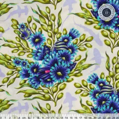 Tula Pink Baumwoll Designerstoff - Floral Reef - Shadow Sharks - Marine