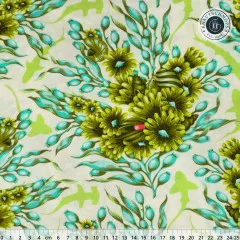 Tula Pink Baumwoll Designerstoff - Floral Reef - Shadow Sharks - Seagrass