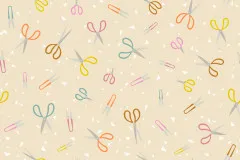 Illustrative Nahaufnahme des Scheren- und Konfetti-Musters ohne Maßstab
