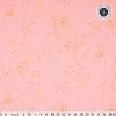 Canvas Speckled Balmy von Ruby Star Society, zartrosa Stoff mit orangen, gelben und cremefarbenen Sprenkeln, mit Maßband