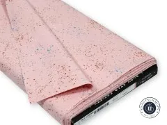 Gefalteter Stoffballen Ruby Star Society Speckled in Cotton Candy Pink mit Etikett und Marken-Webband.