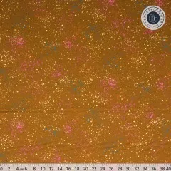Großzügiger Musterausschnitt des Speckled-Stoffs in Metallic Cocoa mit Zentimeter-Maßband zum Größenvergleich.