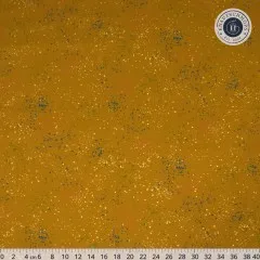 Großzügiger Musterausschnitt des Speckled-Stoffs in Metallic Suede mit Zentimeter-Maßband zum Größenvergleich.