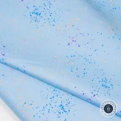 Speckled-Stoff in Water Blue als gefaltetes Detail in Nahaufnahme mit deutlich erkennbarer Webstruktur.