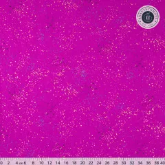 Pinker Baumwollstoff Speckled Witchy flach ausgelegt mit Zentimeter-Lineal als Größenvergleich