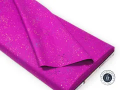 Auf Pappe gewickelte Stoffballe Speckled Witchy in Pink mit Etikett und aufgeschlagener Stofflage