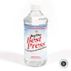 Best Press "Scent-Free" Sprühflasche, Frontetikett aus leicht anderem Blickwinkel.