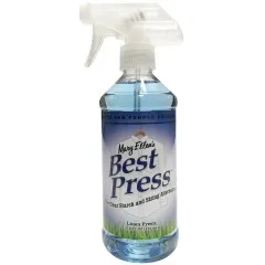 Best Press "Linen Fresh" Sprühflasche mit montiertem Sprühkopf, komplettes Frontetikett sichtbar.