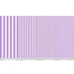 Stoffbreite Tula Pink Sticks Iced Violet mit Zollmaßband, Streifen werden von breit zu schmal