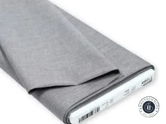 Gefalteter Stoffballen mit Etikett „Chambray 160006 Grey".