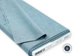 Gefalteter Stoffballen mit Etikett „Chambray 160005 Petrol".