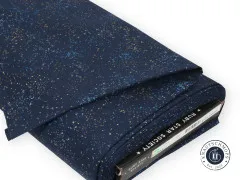 Zusammengelegter Speckled-Stoffballen in Navy mit sichtbarem Herstelleraufdruck "Ruby Star Society" auf der Webkante.