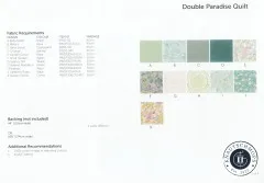 Uebersichtsseite mit Stoffanforderungen, Farbmustern und Yardage-Angaben zum Double-Paradise-Quilt