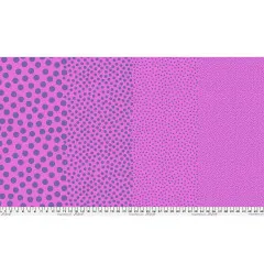 Baumwollstoff Stones Grape Crush über volle Breite mit Verlauf von großen zu feinen violetten Punkten auf Pink