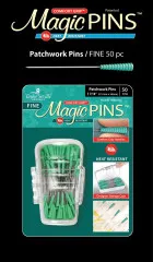 Verpackung von Taylor Seville Magic Pins Patchwork Fine in Grün mit Aufbewahrungsbox und Comfort-Grip-Griffen.