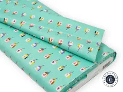 Stoffballen Sunshine Smoothies Teal Blast, türkis mit Saftpäckchen, mit Etikett