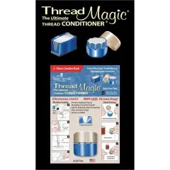 Thread Magic Cube und runde Dose als 2-teiliges Combo Pack auf schwarzem Hintergrund