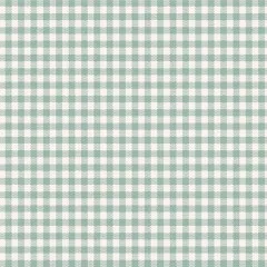 Tilda Widebacks Gingham Baumwollstoff in Hellgrün und Creme mit klassischem Karo-Muster.