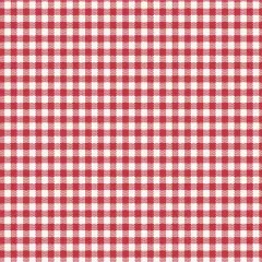 Tilda Widebacks Gingham Baumwollstoff in Rot und Creme mit klassischem Karo-Muster.