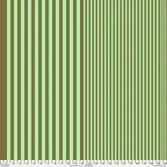 Tula Pink Baumwollstoff Sticks Mint to Be mit vertikalen Streifen in Mintgrün und Oliv-Braun, Breite nimmt ab