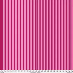 Tula Pink Sticks Sangria Baumwollstoff mit senkrechten Streifen in Himbeerrot und Rosa, Streifenbreite nach rechts feiner werdend