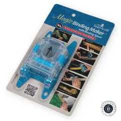 Frontalansicht der Verpackung mit dem Magic Binding Maker und Schritt-für-Schritt-Anleitung.