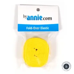 Verpacktes Fold-Over-Elastic in Gelb mit byAnnie.com-Etikett, gerade von vorne