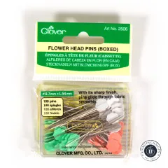 Frontalansicht der Verpackung mit Größen- und Mengenangabe der Stecknadeln.