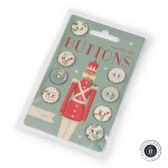 Verpackung der Tilda-Knöpfe Merry Little Christmas 16mm, schräg drapiert mit Zinnsoldat-Motiv