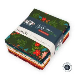 Maven Fat Quarter Bundle: grünes Blumenmuster-Stoff mit Banderole "FQ fabric wonders – 16 Fat Quarters", Maven von Maureen Cracknell