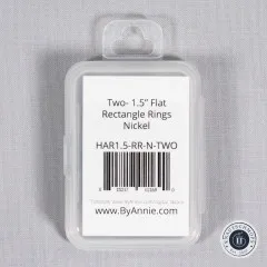 Verpackungsetikett mit Artikelbezeichnung und Barcode der ByAnnie's Rechteckringe in Nickel