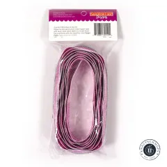 Rückseite der Verpackung mit Artikelnummer SASSKIT 017L, Barcode und Produktbeschreibung: 3 Yards pink-lila gestreiftes Reißverschlussband Größe #5 mit Zähnen in Nickeloptik.