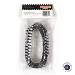 Rückseite der Verpackung mit Artikelnummer SASSKIT 017T, Barcode und Produktbeschreibung: 3 Yards schwarz-weiß gestreiftes Reißverschlussband Größe #5 mit Zähnen in Nickeloptik.