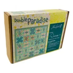 Seitlich angewinkelte Ansicht der Double-Paradise-Verpackungsbox mit Produktdetails
