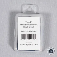 Verpackungsetikett mit Artikelbezeichnung und Barcode der ByAnnie's Slider in Schwarzmetall